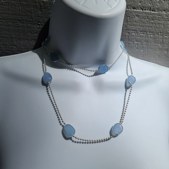 Chalcedony & sterling 13/26" station necklace - Picture 4 of 8